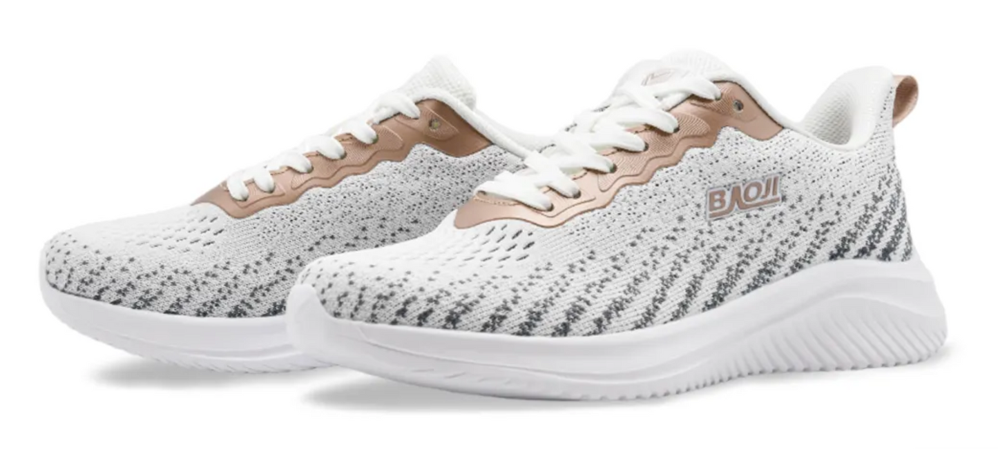 Women's Sport Shoes - White & Gold