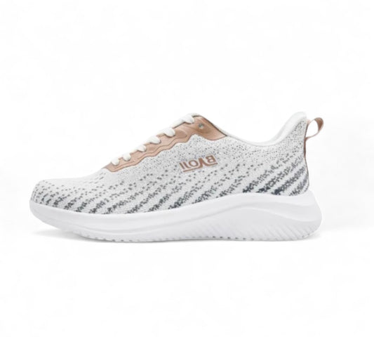 Women's Sport Shoes - White & Gold